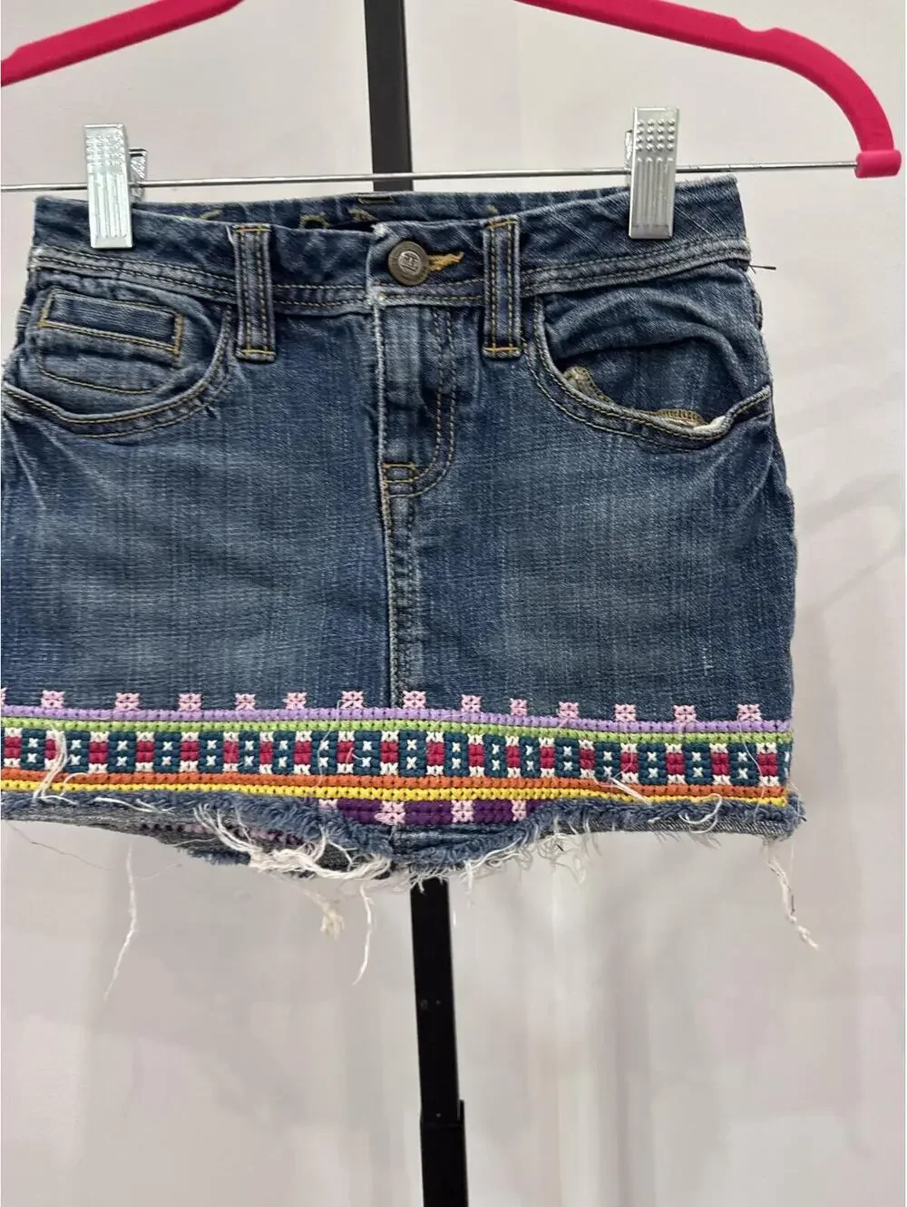 Gap Denim Mini Skirt with Embroidered Hem Kids 8